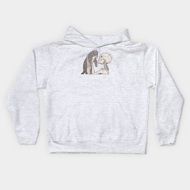 hello cat friend Kids Hoodie by tiina menzel